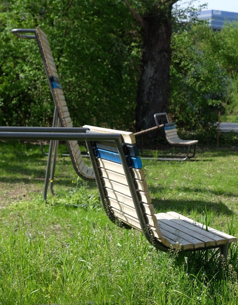 Barrensessel und Klimmzugsessel, Active-Möbel von Burri & Winfried Schneider für öffentliche Räume Zürich